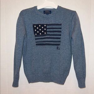 Boys’-Polo by Ralph Lauren Blue Sweater with Flag Motif